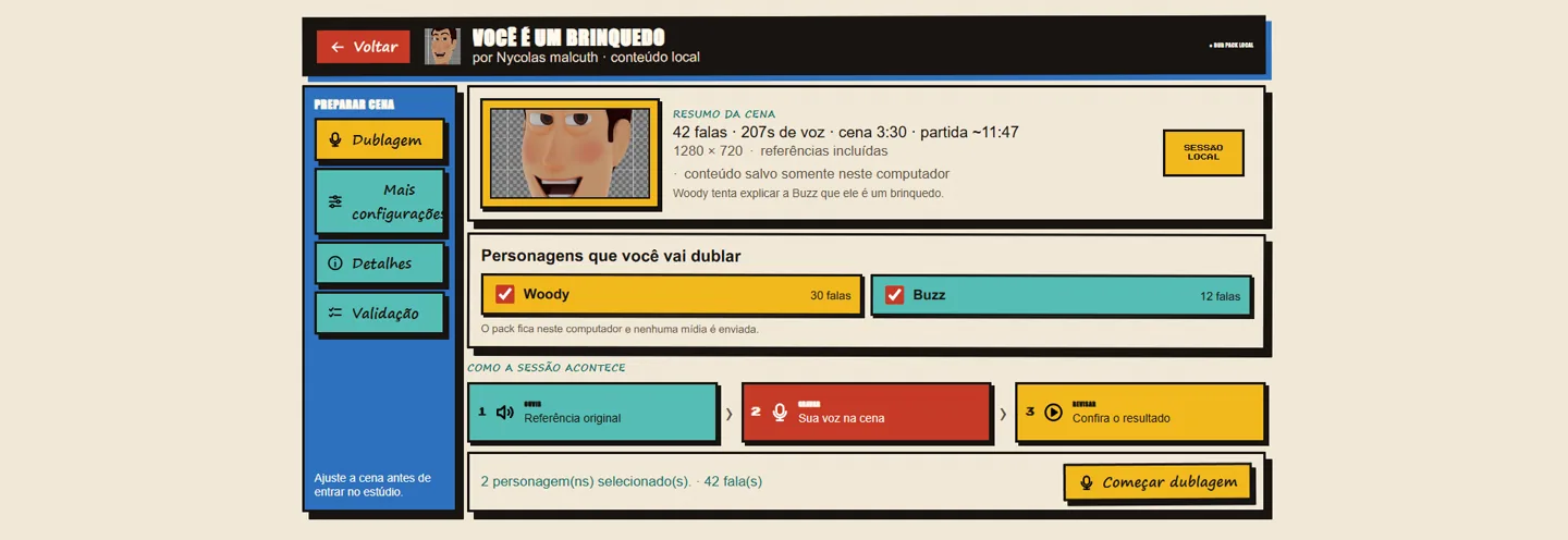 Seleção de personagens antes da dublagem
